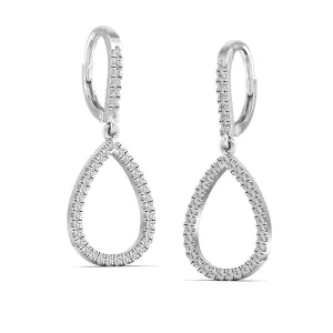 Halo Pear Shaped Teardrop Diamond Dangle Earrings
