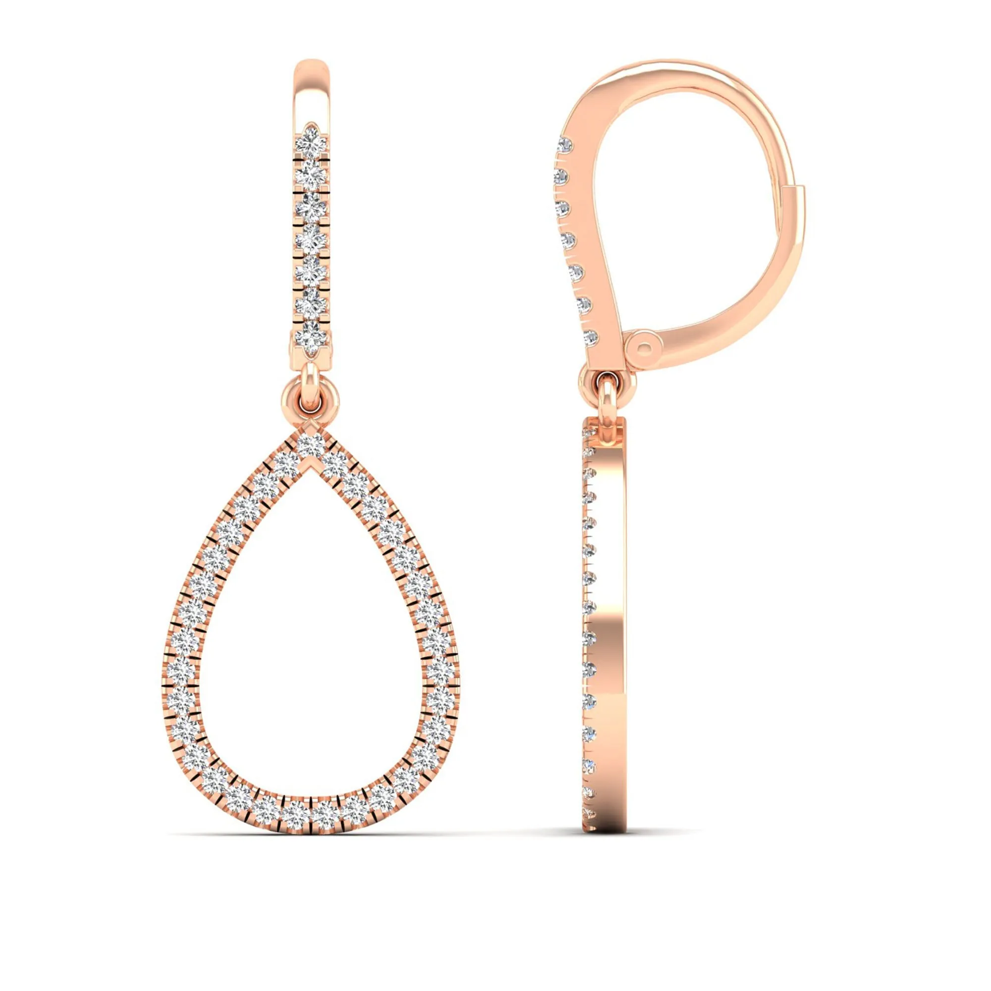 Halo Pear Shaped Teardrop Diamond Dangle Earrings