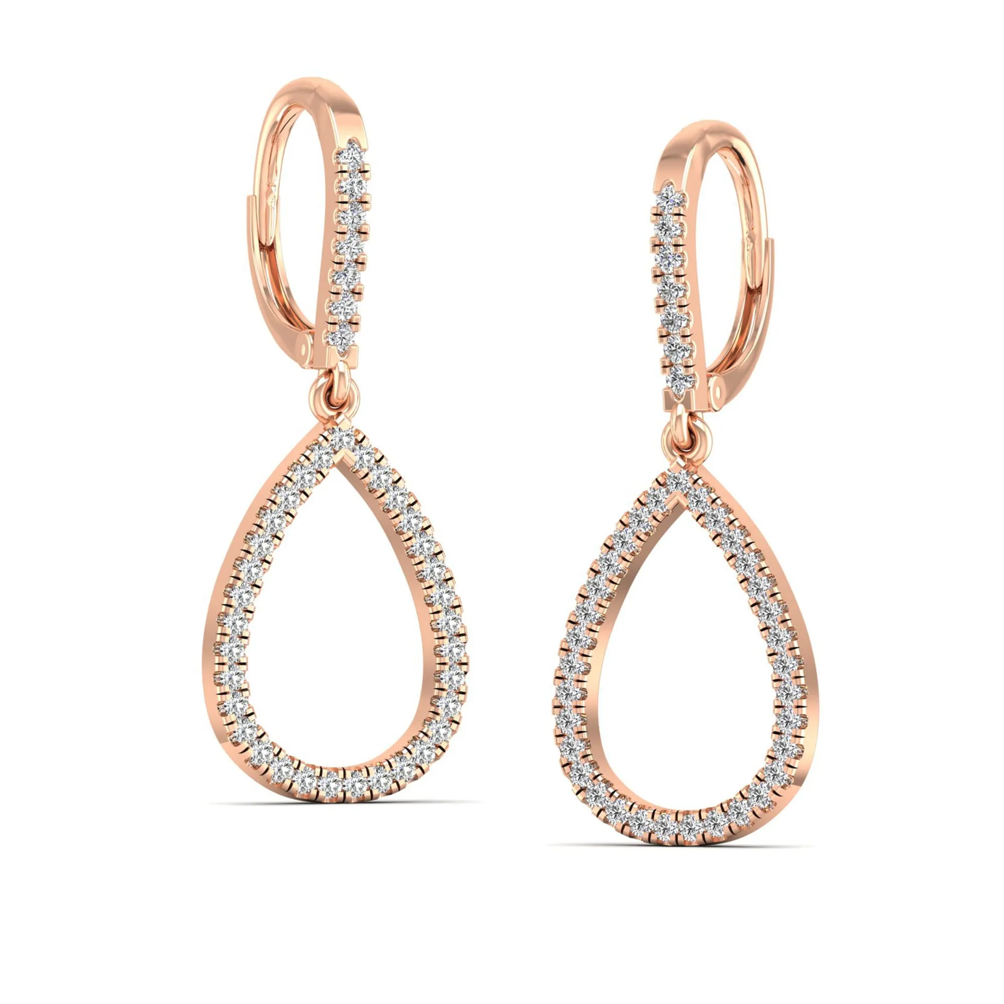Halo Pear Shaped Teardrop Diamond Dangle Earrings