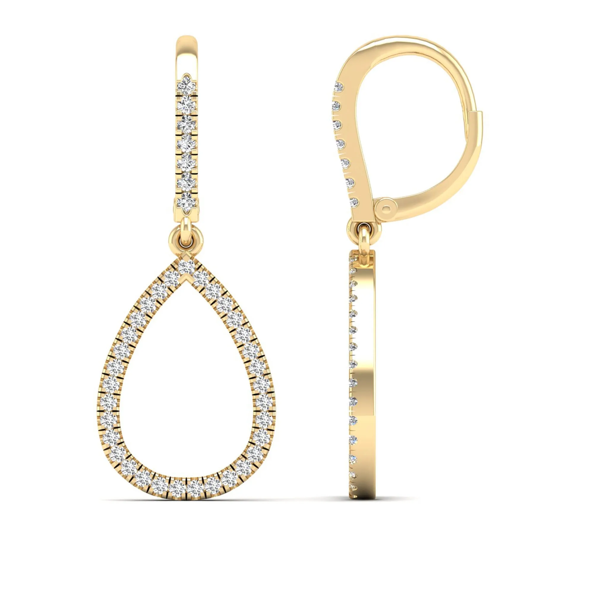 Halo Pear Shaped Teardrop Diamond Dangle Earrings