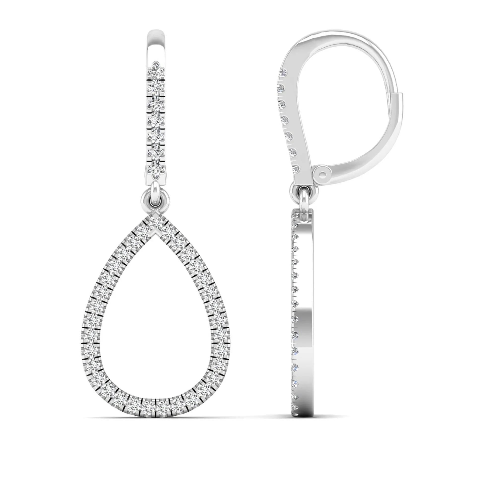 Halo Pear Shaped Teardrop Diamond Dangle Earrings