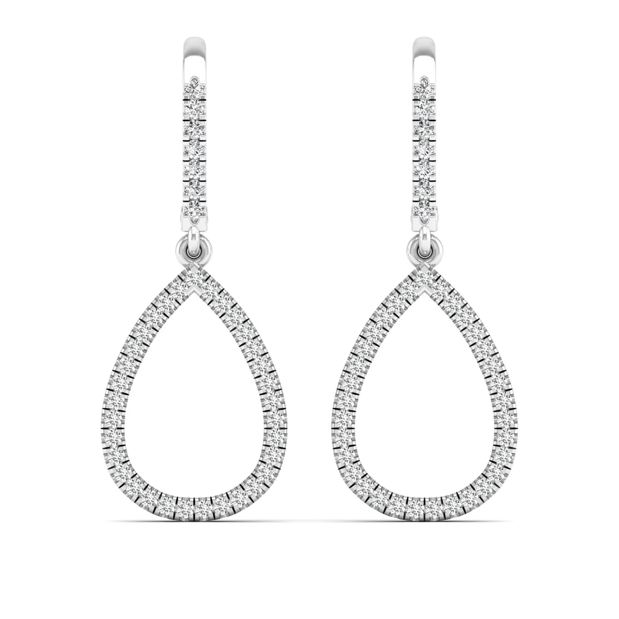 Halo Pear Shaped Teardrop Diamond Dangle Earrings