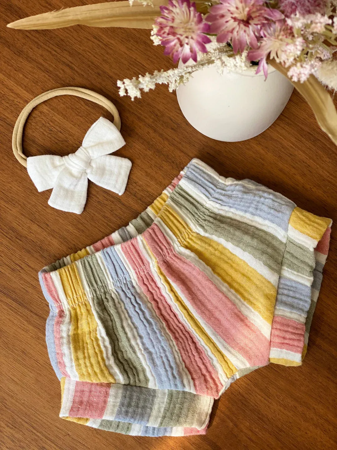 Handmade Organic Cotton Gauze Striped Shorties