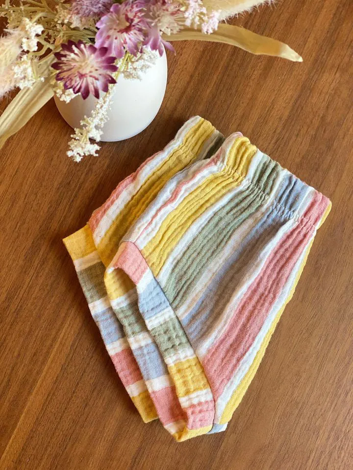 Handmade Organic Cotton Gauze Striped Shorties