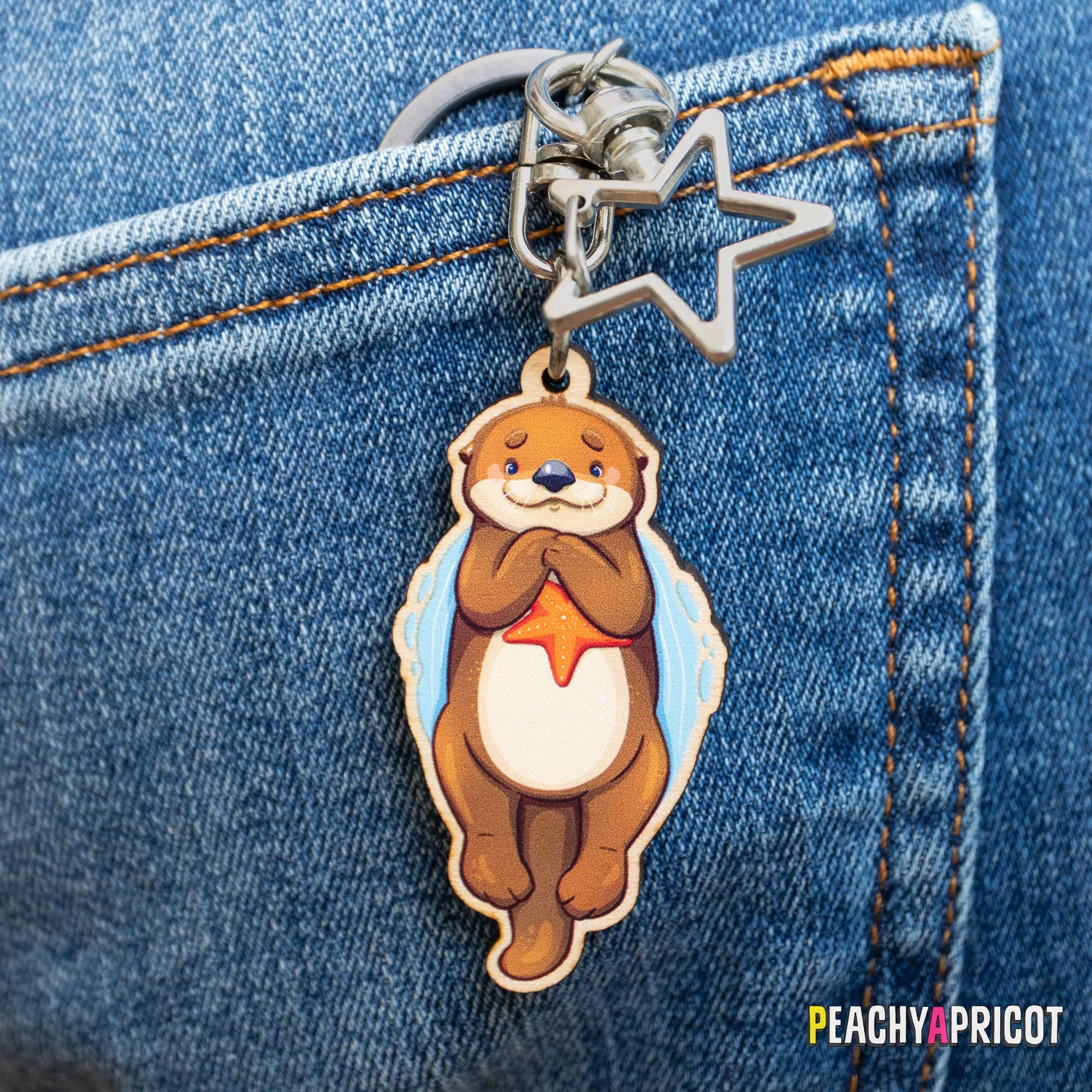 Happy Sea Otter Keychain