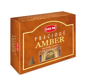 HEM Precious Amber Dhoop Cones - Pack of 12 (10 Cones Each)