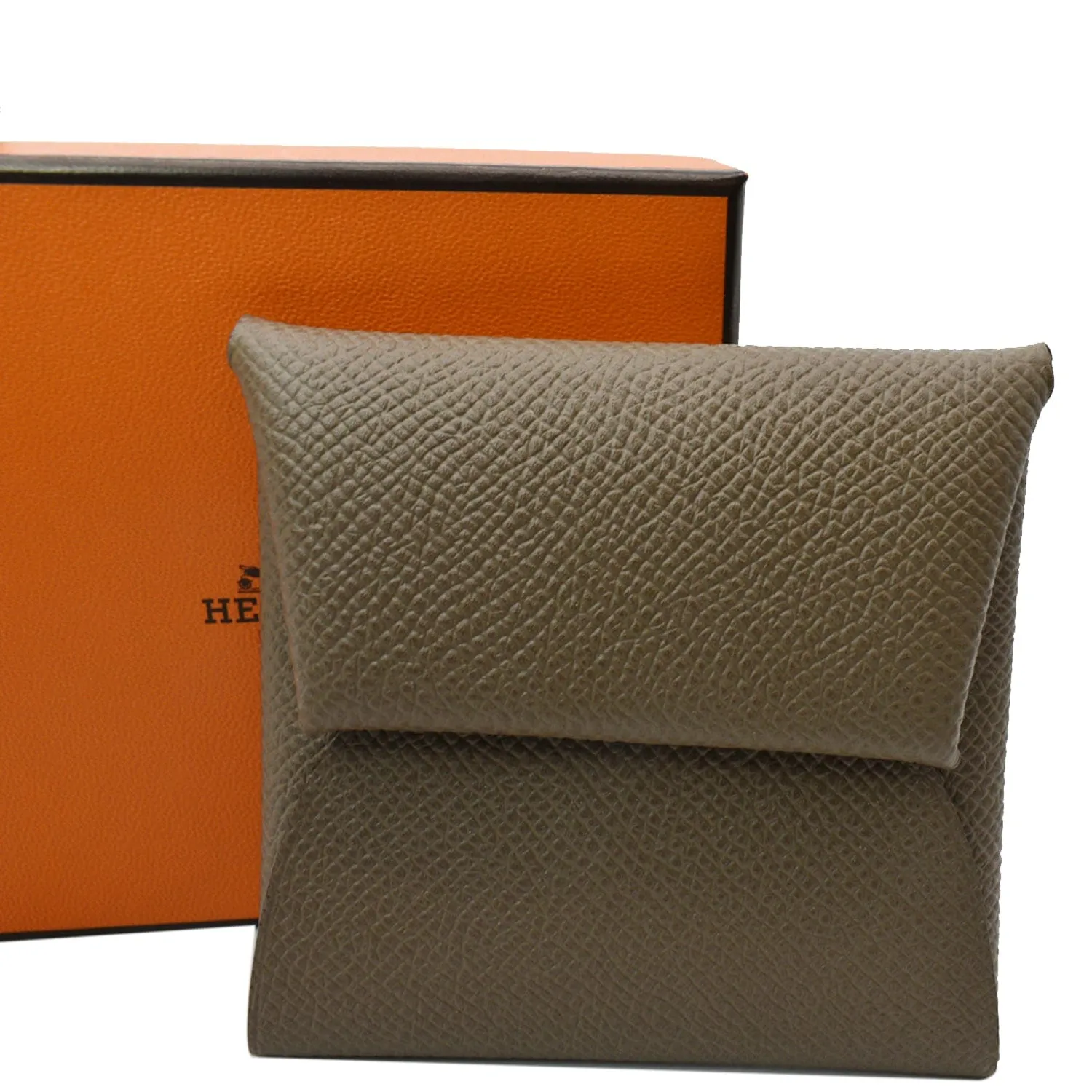 HERMES Bastia Change Purse Epsom Leather Wallet Etoupe
