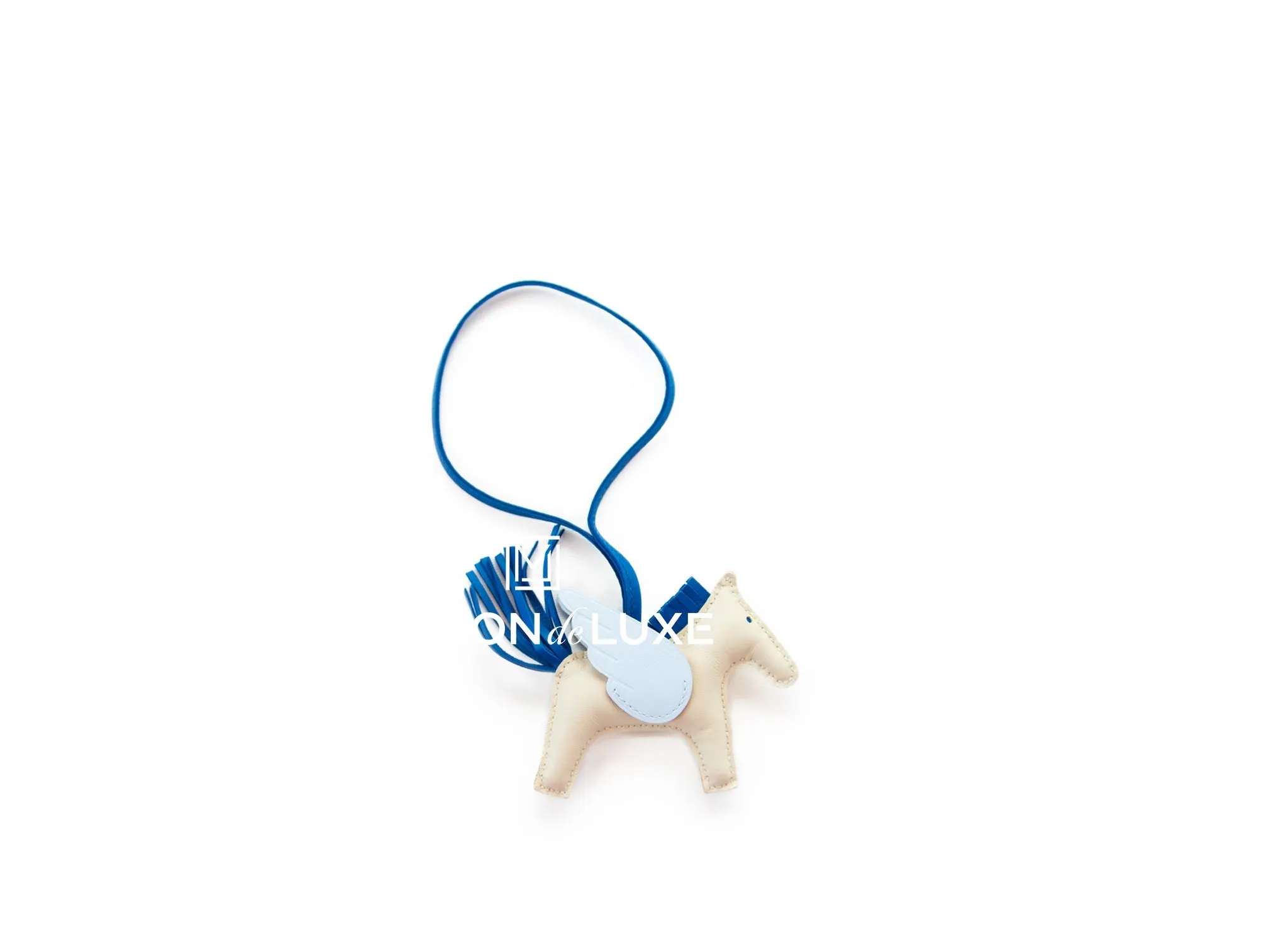 Hermes Craie / Bleu France / Bleu Brume Pegase Bag Charm PM