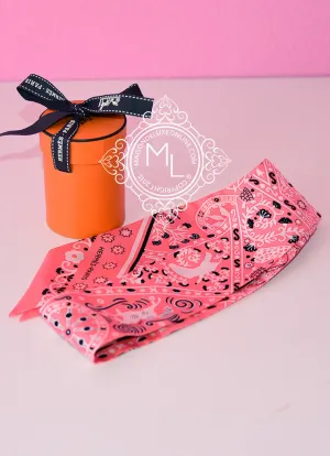 Hermes Rose Malabar Pink Peuple du Vent Silk Bandana Twilly