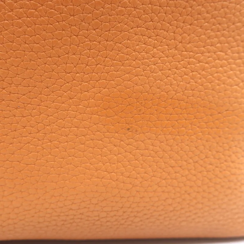 Hermes Sac Double Sens 32 Reversible Tote Black & Orange Clemence Leather