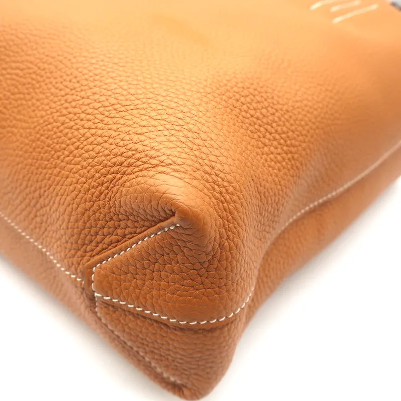 Hermes Sac Double Sens 32 Reversible Tote Black & Orange Clemence Leather