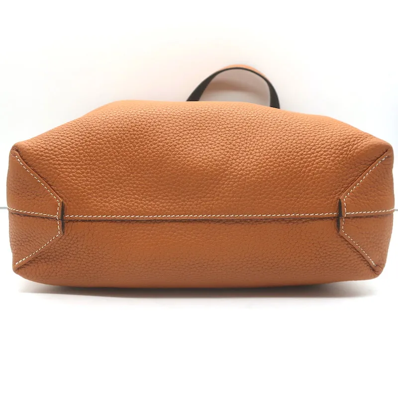 Hermes Sac Double Sens 32 Reversible Tote Black & Orange Clemence Leather