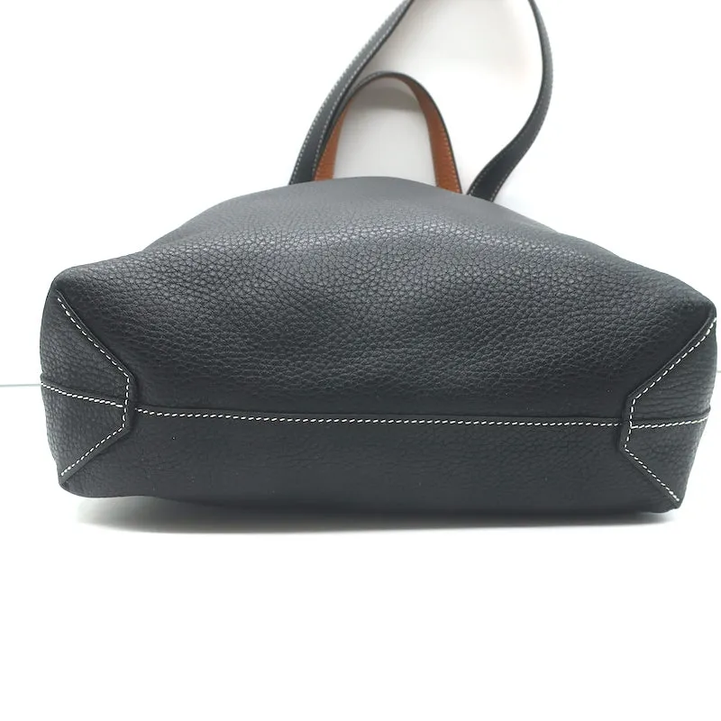 Hermes Sac Double Sens 32 Reversible Tote Black & Orange Clemence Leather