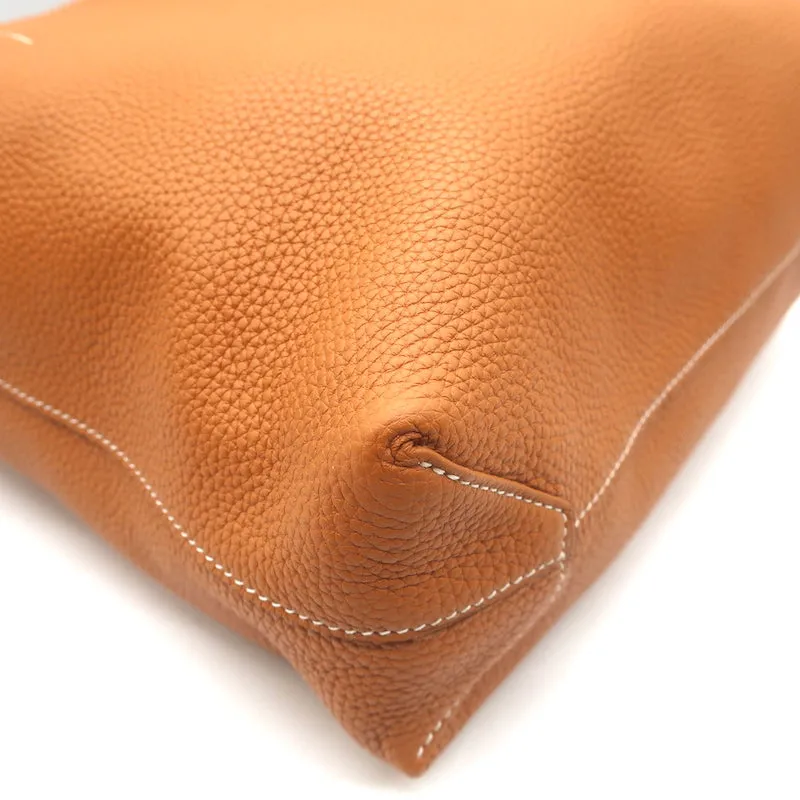 Hermes Sac Double Sens 32 Reversible Tote Black & Orange Clemence Leather