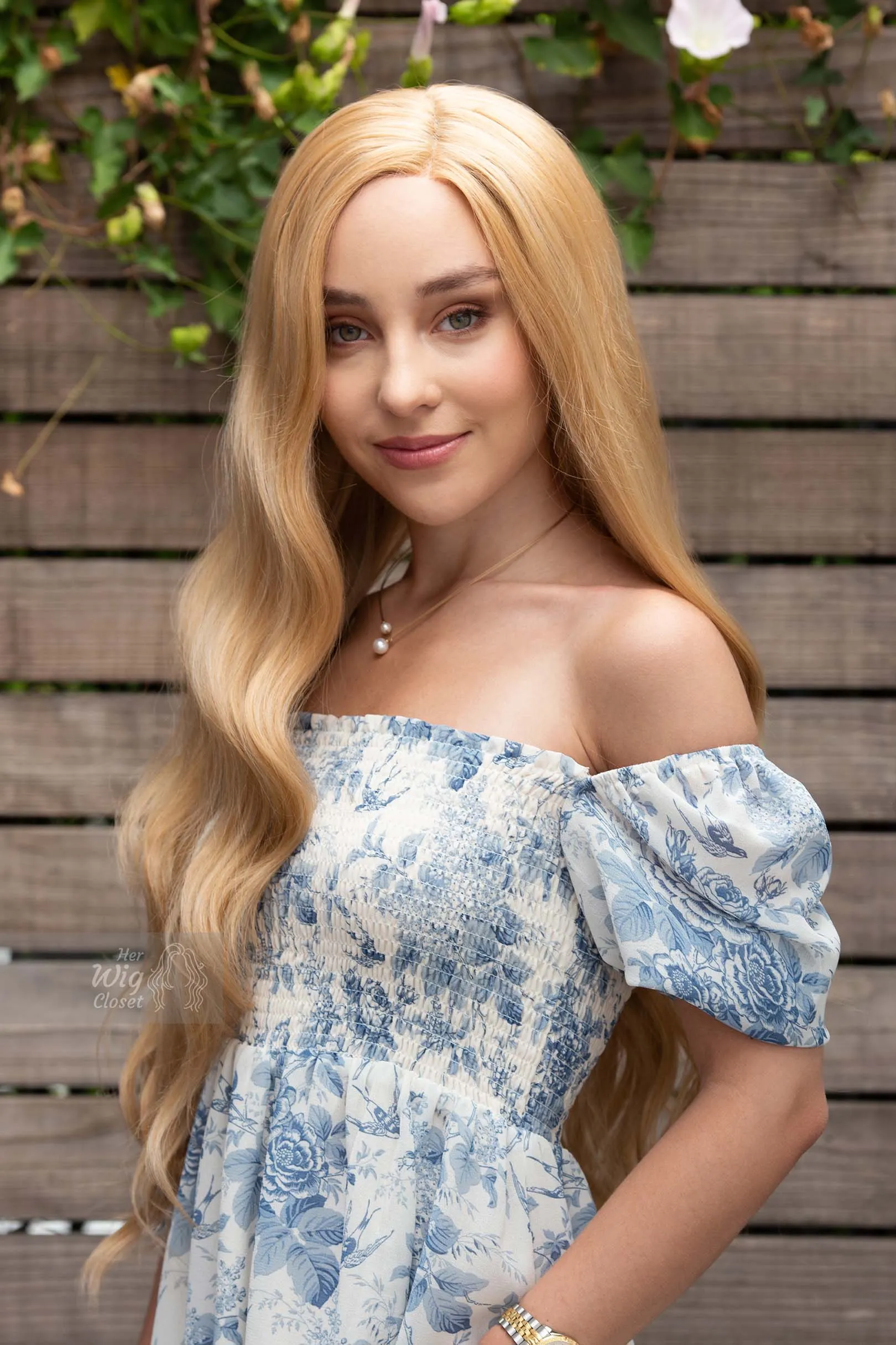 Honey Blonde Wavy Lace Front Synthetic Wig Bianca M3gan Look