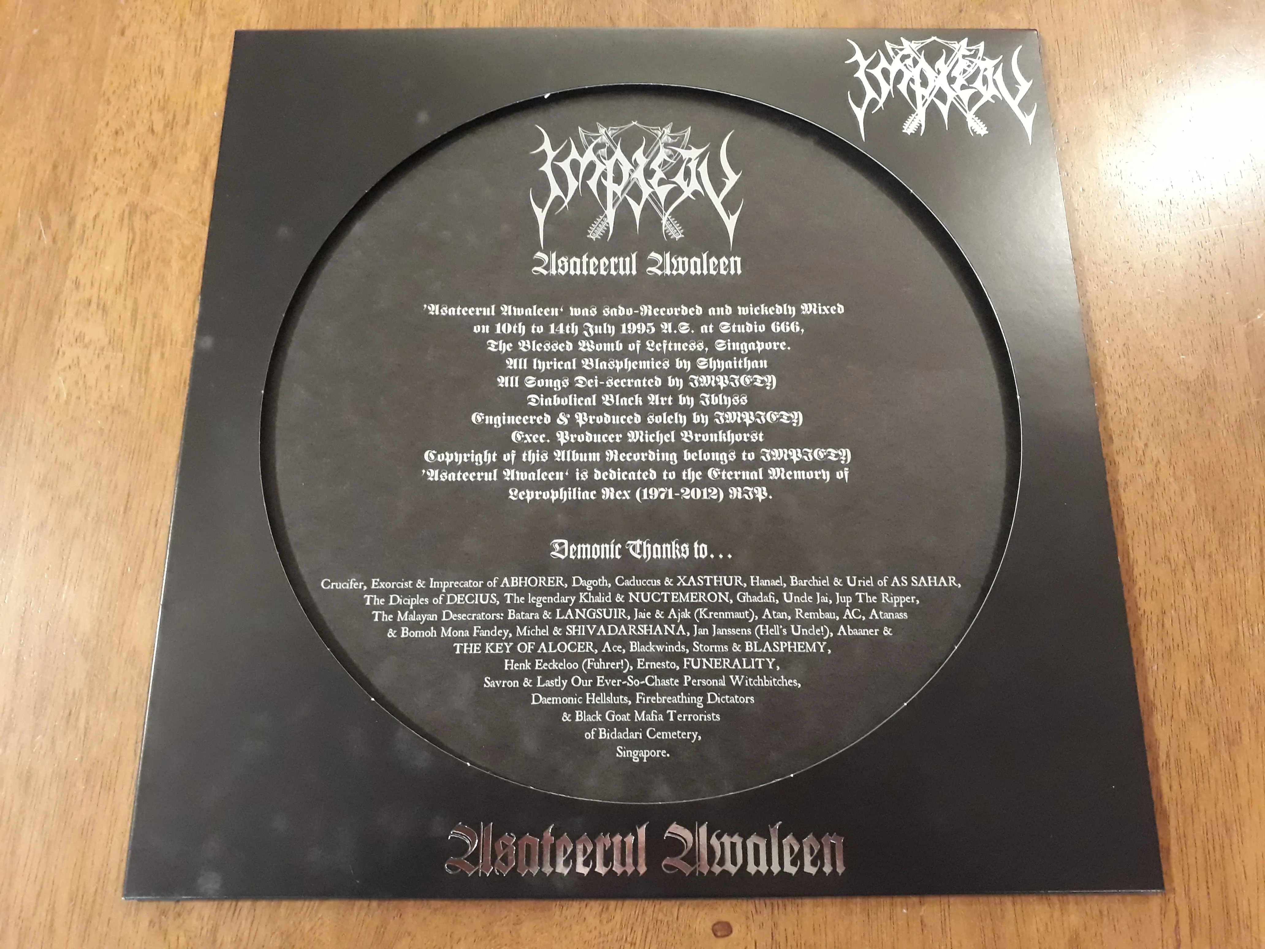 IMPIETY - 1996 - Asateerul Awaleen VINYL
