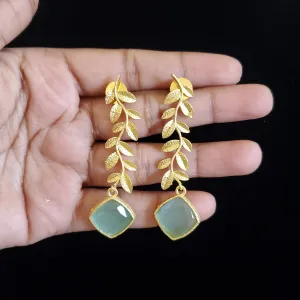 Indo Western Trendy Earring With Gold Plating Aqua