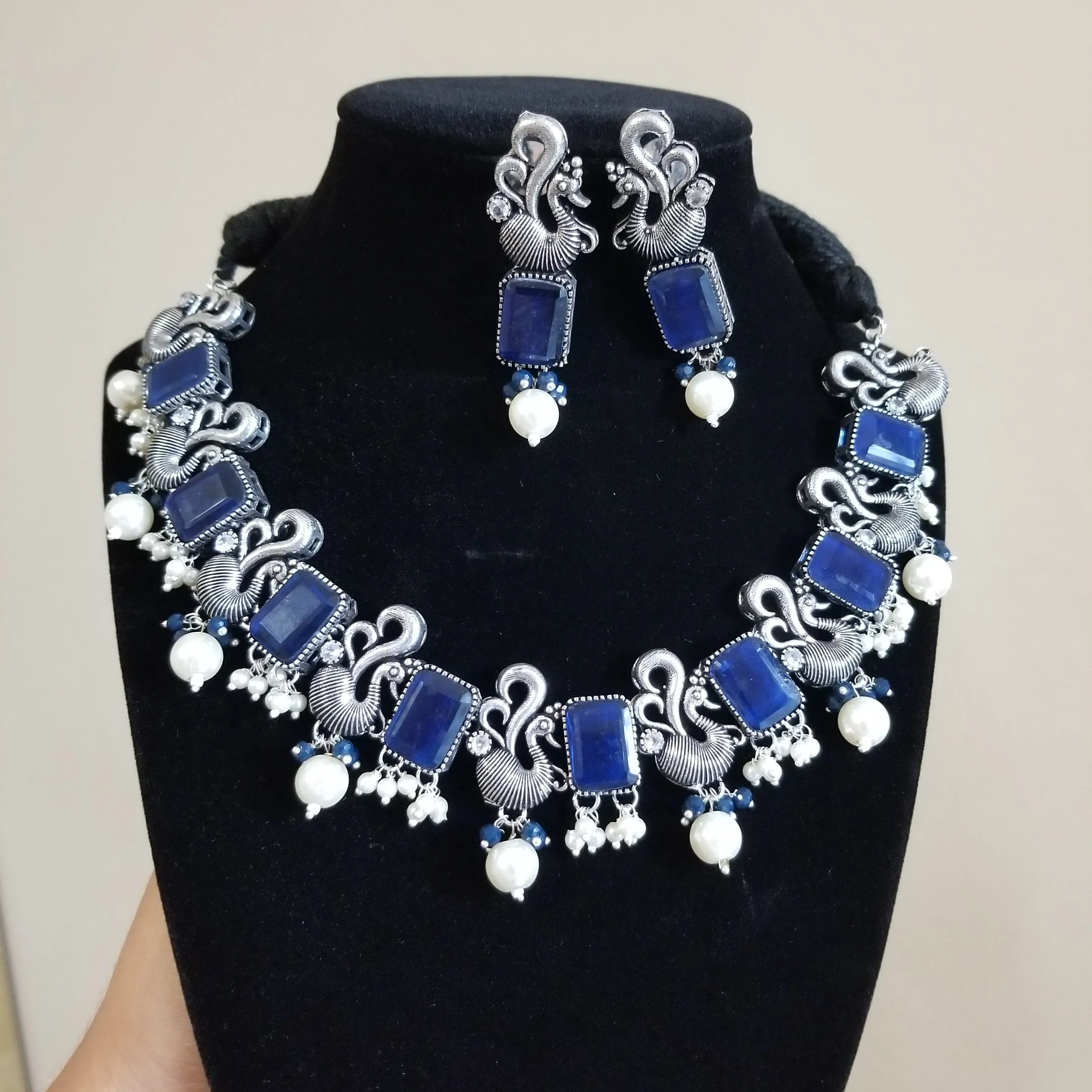 Indo Western Trendy Necklace With Oxidised Plating