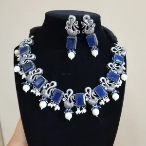 Indo Western Trendy Necklace With Oxidised Plating