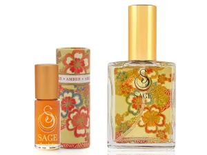 INDULGE ~ AMBER Perfume Oil Concentrate Roll-On and Organic Eau de Toilette Gift Set by Sage