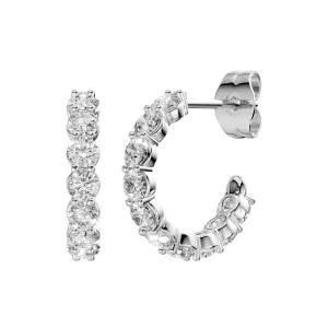 J Hoop Stud Earrings with 2.00ct of Laboratory Grown Diamonds in Sterling Silver and Platinum