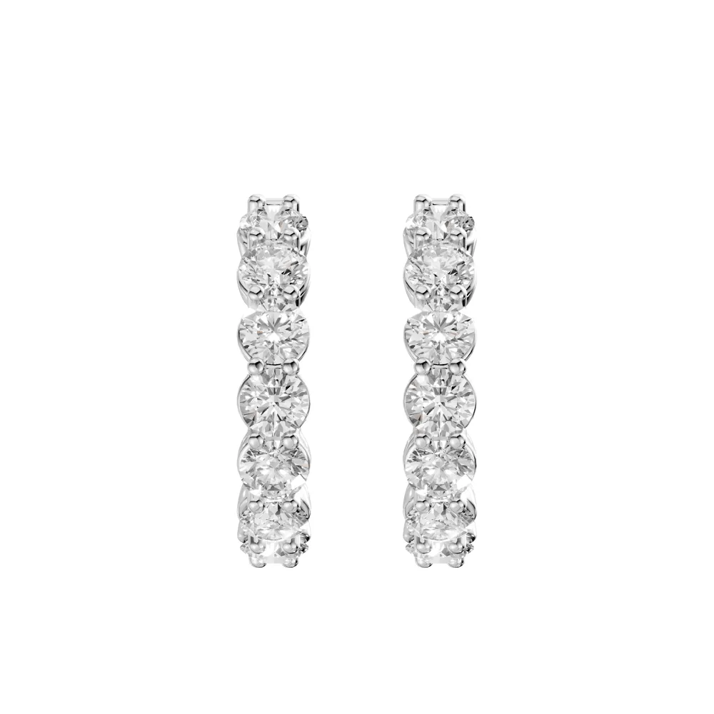 J Hoop Stud Earrings with 2.00ct of Laboratory Grown Diamonds in Sterling Silver and Platinum