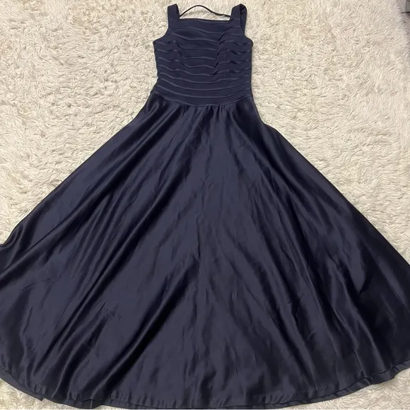 JS Collections Dress Size 8 navy Blue Formal Gown Fitted Bodice A Line Skirt