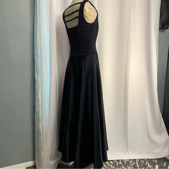 JS Collections Dress Size 8 navy Blue Formal Gown Fitted Bodice A Line Skirt
