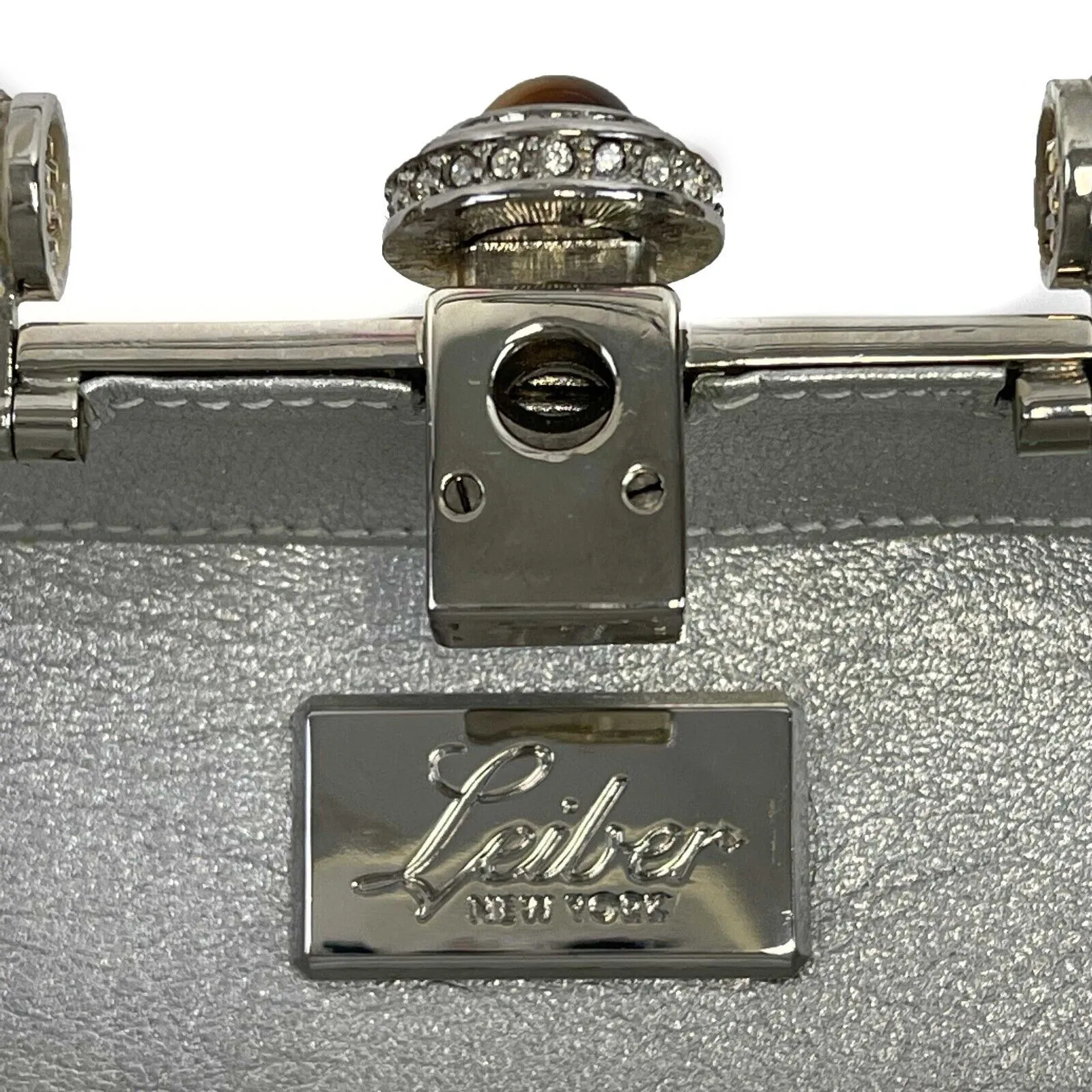 Judith Leiber - Push Lock Crystal Minaudiere Top Handl Clutch w/ Mirror & Comb