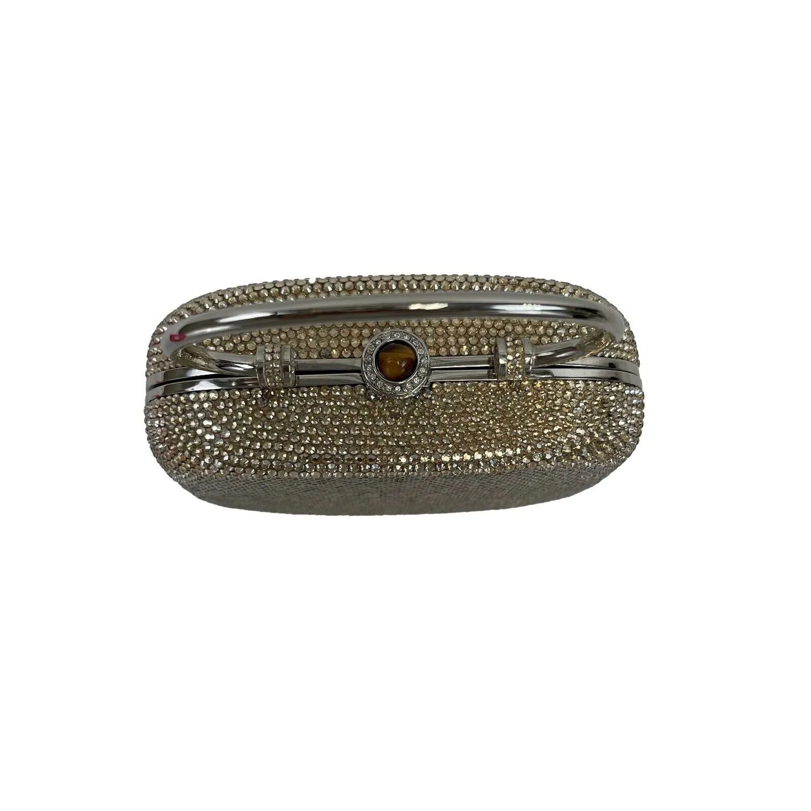 Judith Leiber - Push Lock Crystal Minaudiere Top Handl Clutch w/ Mirror & Comb