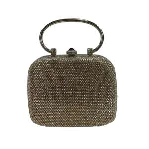 Judith Leiber - Push Lock Crystal Minaudiere Top Handl Clutch w/ Mirror & Comb