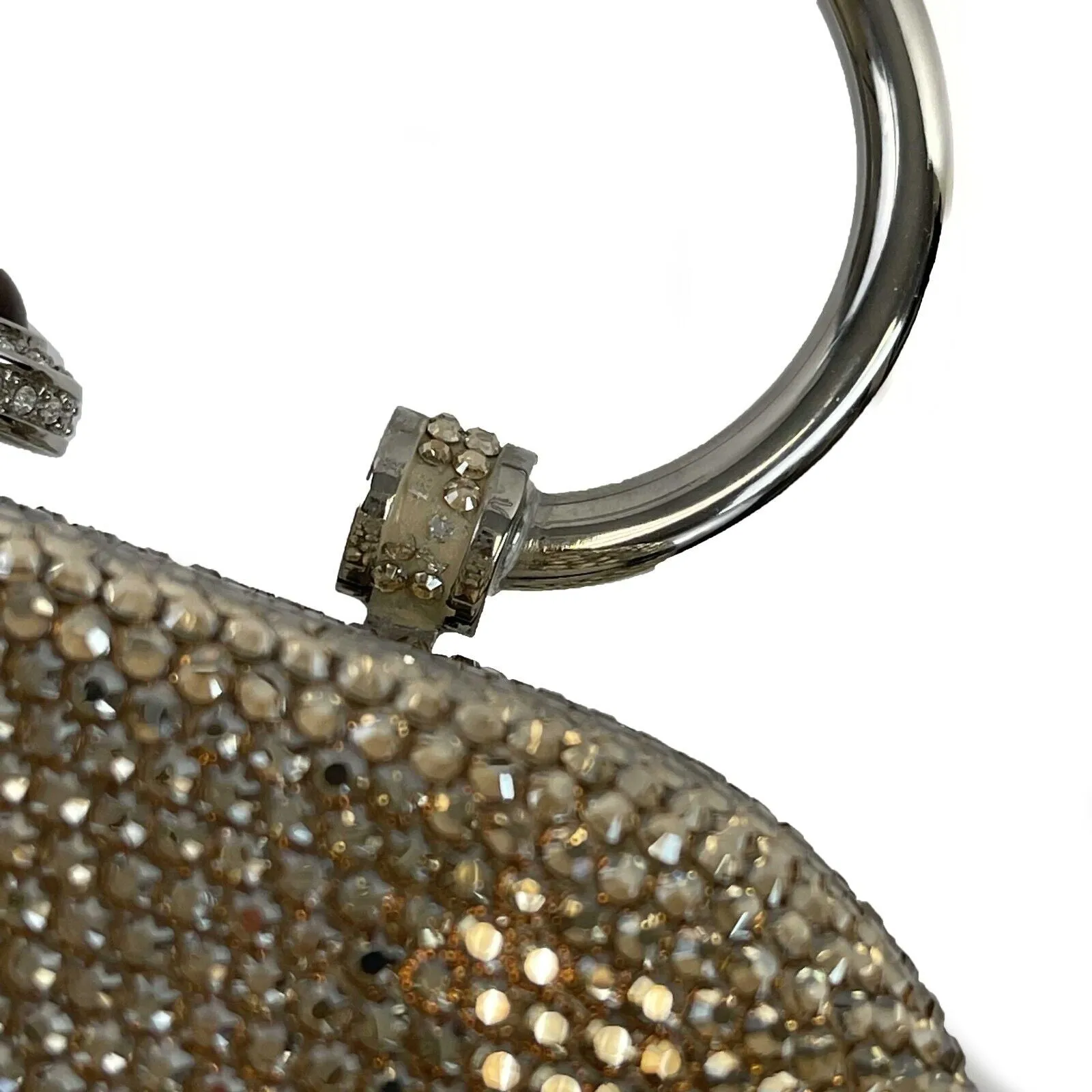 Judith Leiber - Push Lock Crystal Minaudiere Top Handl Clutch w/ Mirror & Comb