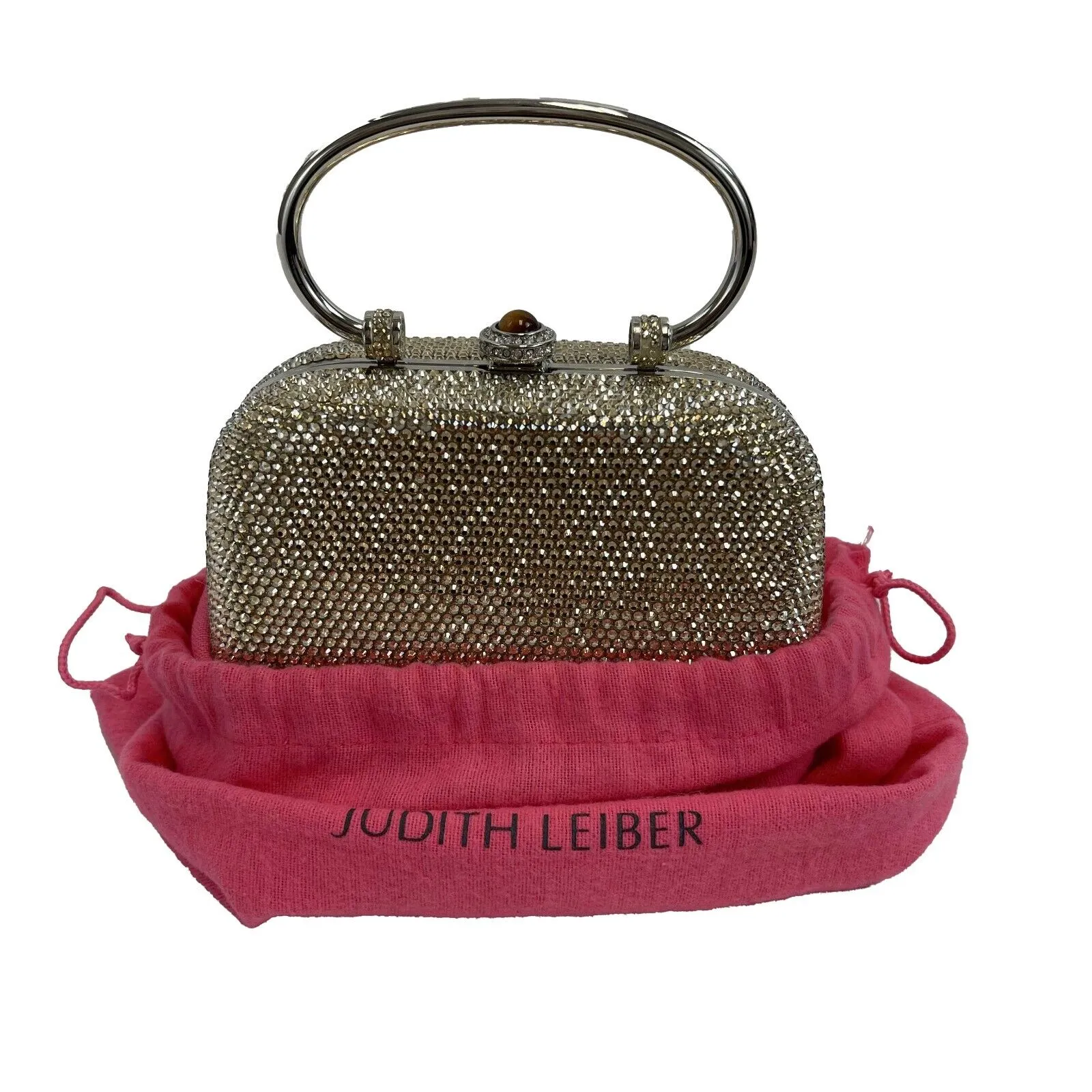 Judith Leiber - Push Lock Crystal Minaudiere Top Handl Clutch w/ Mirror & Comb