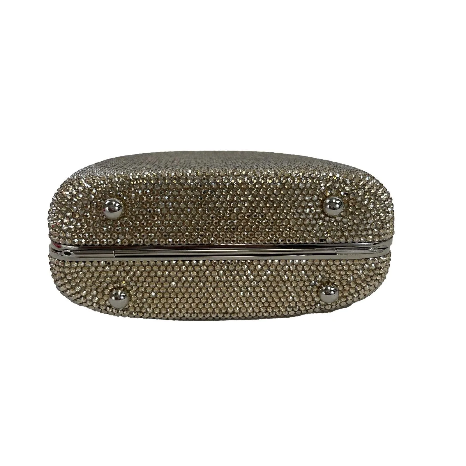 Judith Leiber - Push Lock Crystal Minaudiere Top Handl Clutch w/ Mirror & Comb