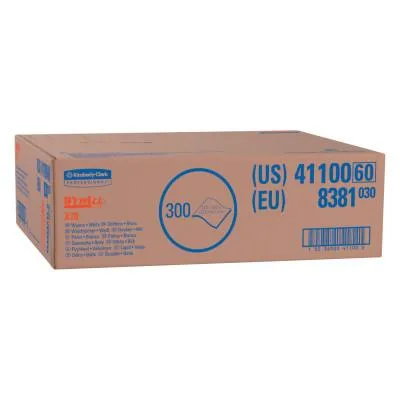 Kimberly-Clark Professional WypAll* X70 Wipes, Flat Sheet, White, 300 per box, 41100