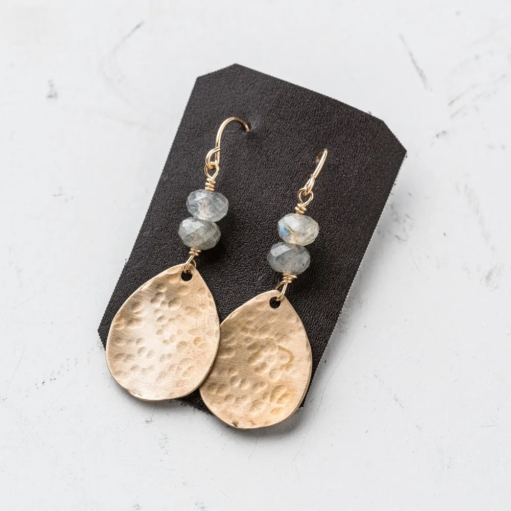 Labradorite and Bronze Teardrop Earrings