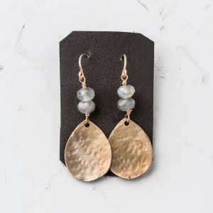 Labradorite and Bronze Teardrop Earrings
