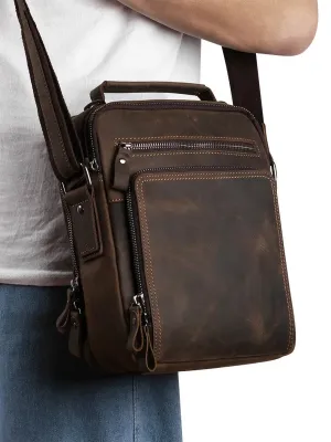 Leather Shoulder Crossbody Bag – Men's Sling Messenger