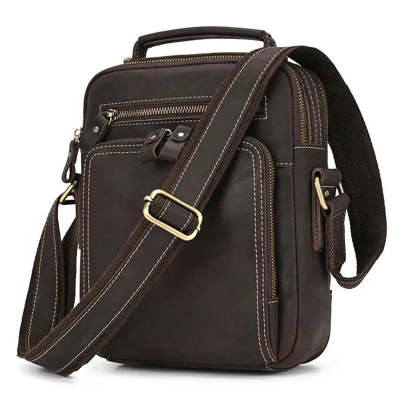 Leather Shoulder Crossbody Bag – Men's Sling Messenger