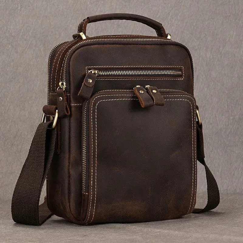 Leather Shoulder Crossbody Bag – Men's Sling Messenger