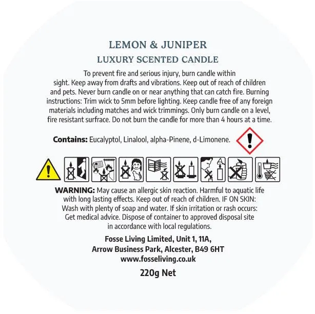 Lemon & Juniper Scented Candle