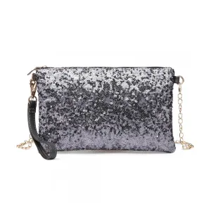 Lh1765 Gy- Miss Lulu Sequins Clutch Evening Bag Grey
