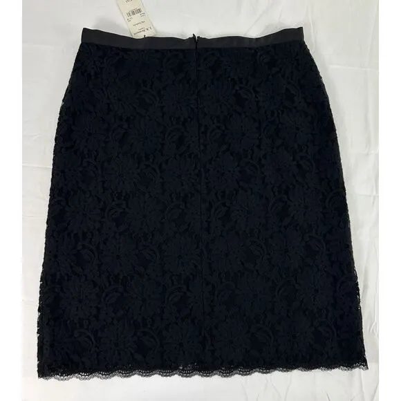 L.K.Bennett London Isabela Black Lace Skirt Lined US 10‎ EUR 42 UK 14 NWT $245