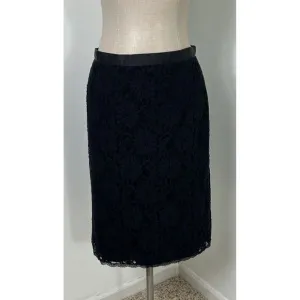 L.K.Bennett London Isabela Black Lace Skirt Lined US 10‎ EUR 42 UK 14 NWT $245