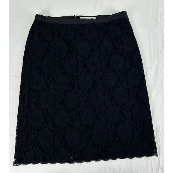 L.K.Bennett London Isabela Black Lace Skirt Lined US 10‎ EUR 42 UK 14 NWT $245