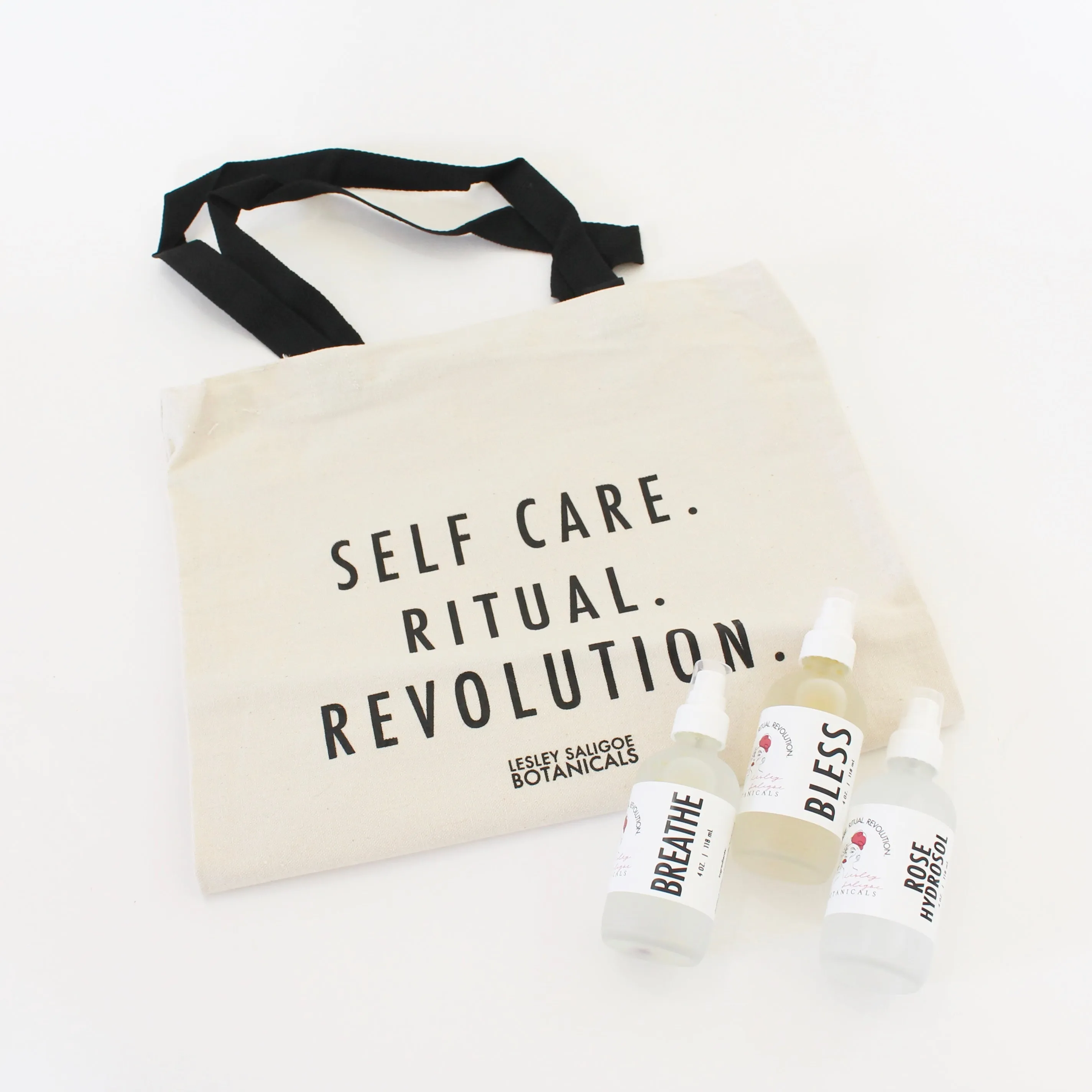 LOGO BAG. Self Care. Ritual. Revolution. Lesley Saligoe Botanicals Canvas Tote.