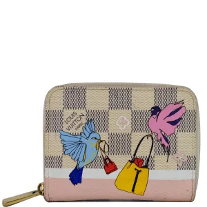 LOUIS VUITTON Birds Zippy Damier Azur Coin Purse White - Final Sale