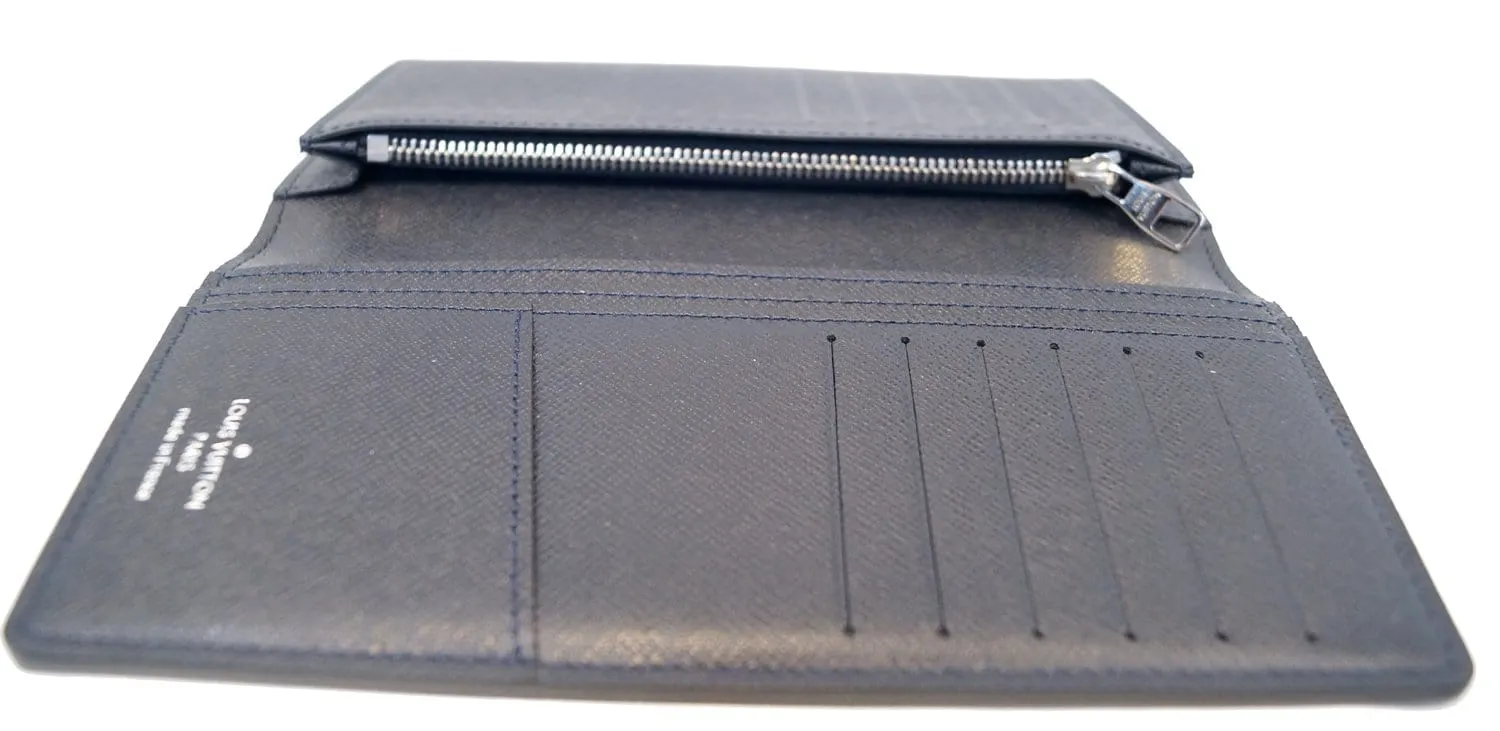 LOUIS VUITTON Brazza Black Taiga Leather Wallet