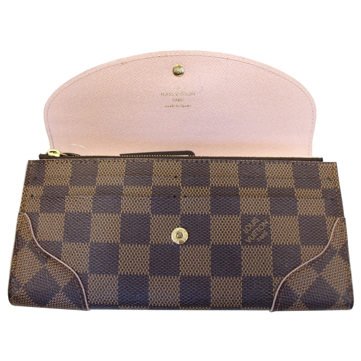 LOUIS VUITTON Caissa Damier Ebene Wallet Rose Ballerine
