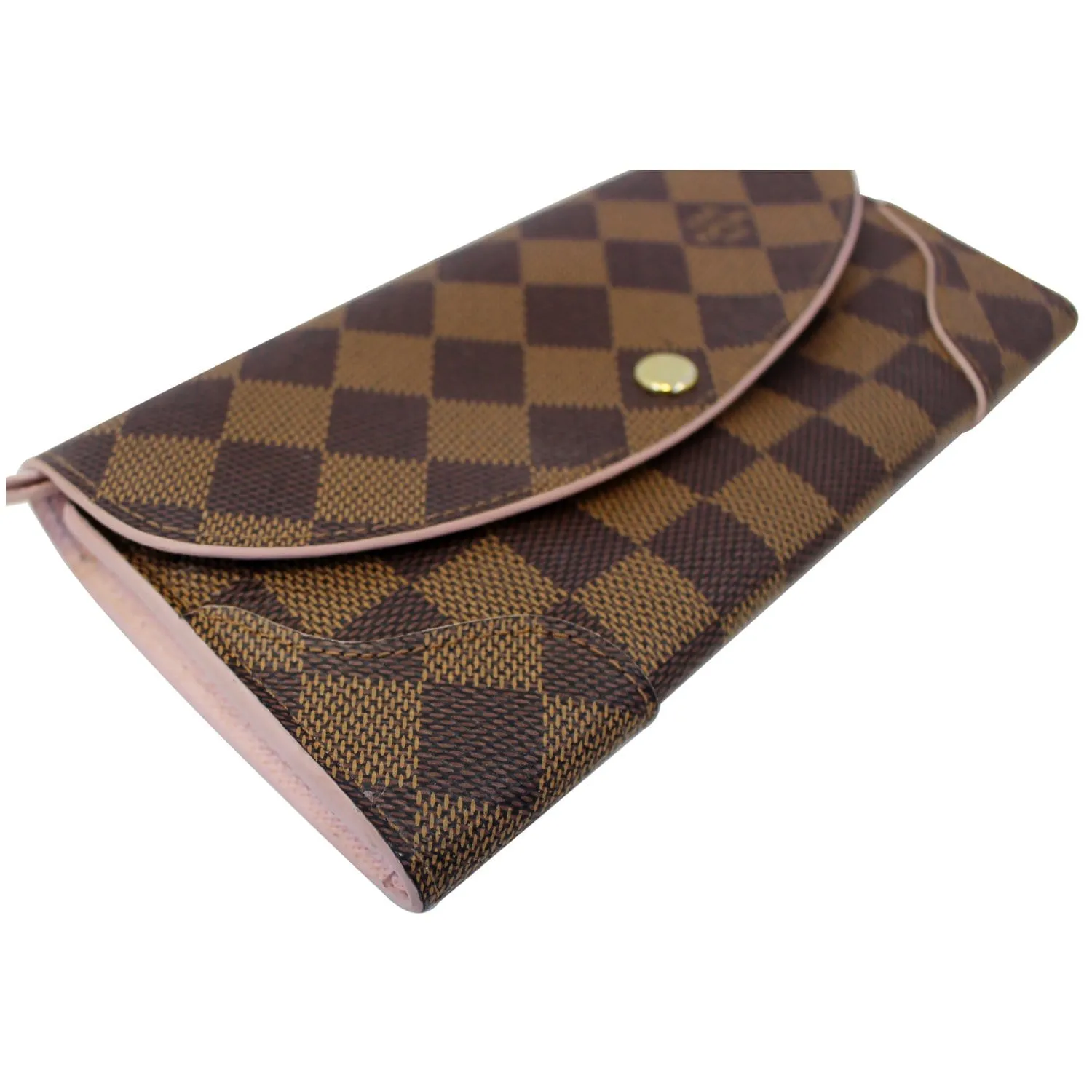 LOUIS VUITTON Caissa Damier Ebene Wallet Rose Ballerine
